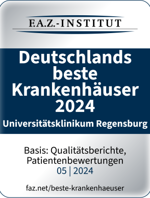 Auszeichnung des F.A.Z.-Instituts – Deutschlands beste Krankenhäuser 2024, Universitätsklinikum Regensburg – Basis: Qualitätsberichte, Patientenbewertungen 05|2024 – faz.net/best-krankenhaeuser